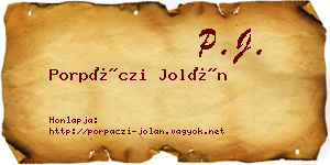 Porpáczi Jolán névjegykártya